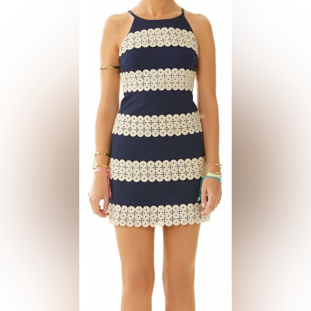 Lilly Pulitzer Annabelle Shift Dress - Navy and Gold